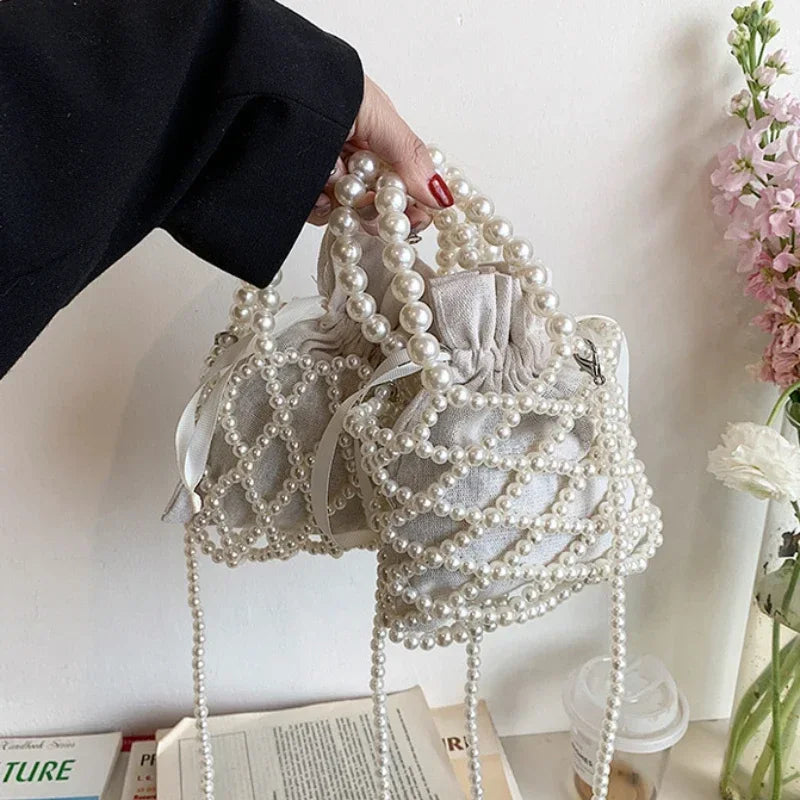 Small Mini Tote Bucket Bag Woven Crossbody Bags for Women