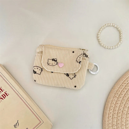 Corduroy Printed Card Bag Hasp Zipper Coin Purse