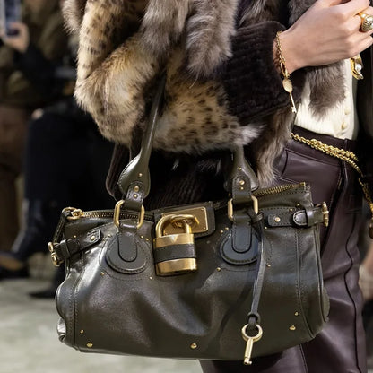 Vintage Lock Buckle Designer Tote Bag,classic Large Capacity Commuting Shoulder Bags,