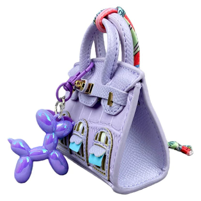 Crocodile-Embossed Detachable Handbag with Balloon Dog Keychain