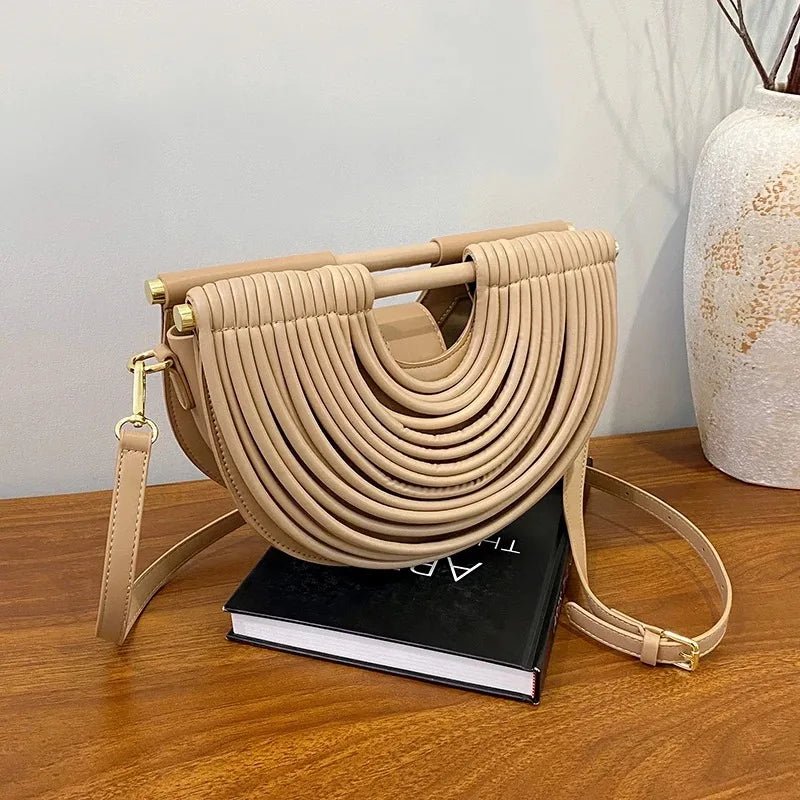 Evening Clutch Purses for Women Golden Noodle Half Moon Crossbody Bag