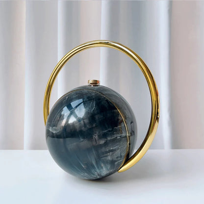 Spherical Evening Elegant Clutchwith Marble Pattern Women Sphere Tote Bag