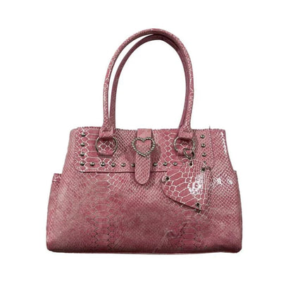 Light Luxury Crocodile-print Handbag For Hot Girls Pink Heart Pattern
