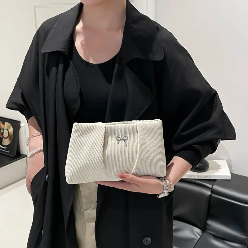 Bow Corduroy Evening Purse
