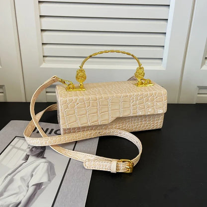 Crocodile Pattern Crossbody Bag Fashion Box Lipstick Pouch Handbag Pu Leather Messenger Bag