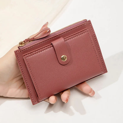 women's short card bag ultra-thin mini PU leather