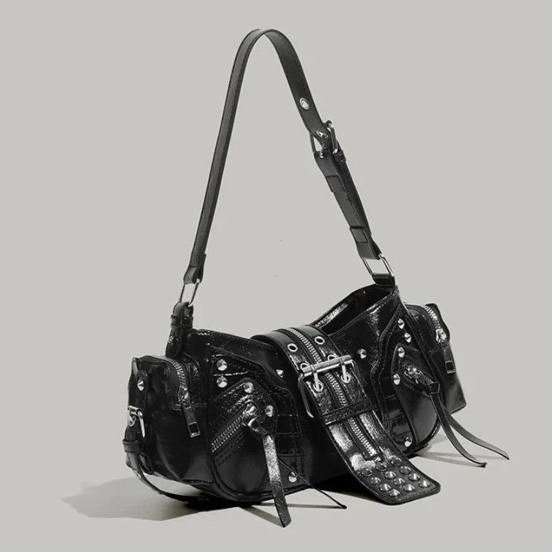 Women's Y2k Punk Vintage PU Leather Gothic Rivet  Shoulder Purse
