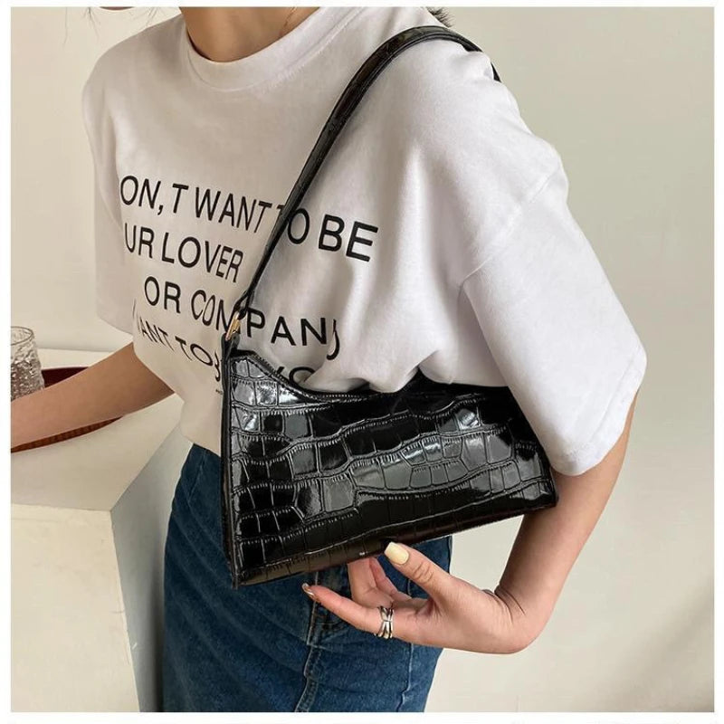 Fashion PU Leather Bags for Women Alligator Pattern  Handbag