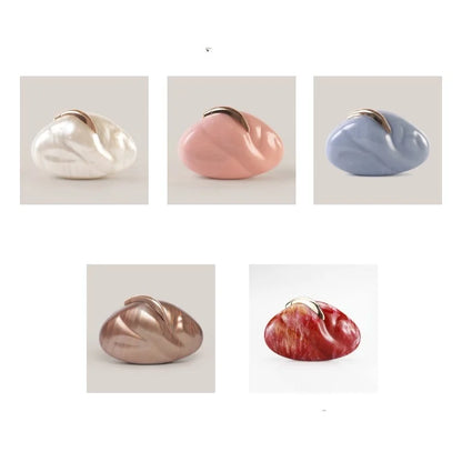 Flower Oval Egg Shell Acrylic Pearl Beige Frame Purse Women Wedding Evening Party  Ivory Handbag Mini Beach Bags