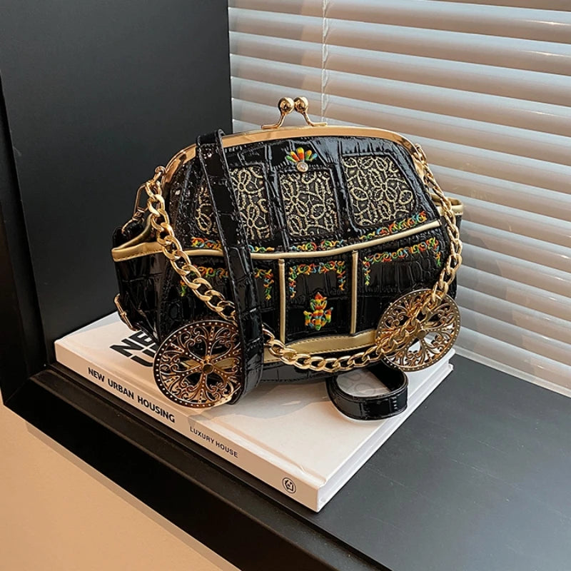 Branded Royal Carriage Evening Clutch  For Women Embroidery Dinner Party Bag