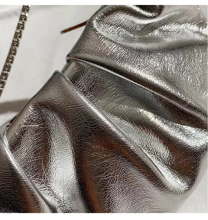 Circular Metal Handle Mini Bag  Glitter Shiny Rhinestone Evening Bag