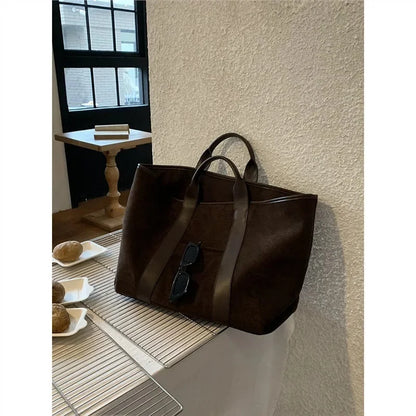 Korean Style Large Capacity Velvet Surface Women's Handbag