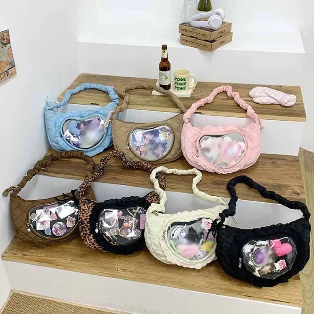 Zipper Bag Love Heart Lace Handbag