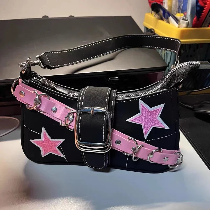 Star Pattern Y2K Hot Girl Chain Shoulder Bags for Women