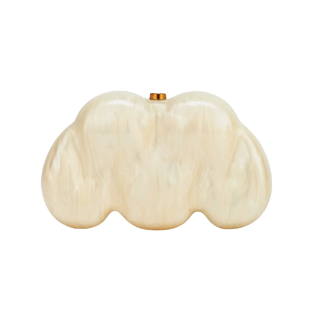 Cloud Shaped Clutch Bag Acrylic Clutch  Women Wedding Evening Party Ivory Bag