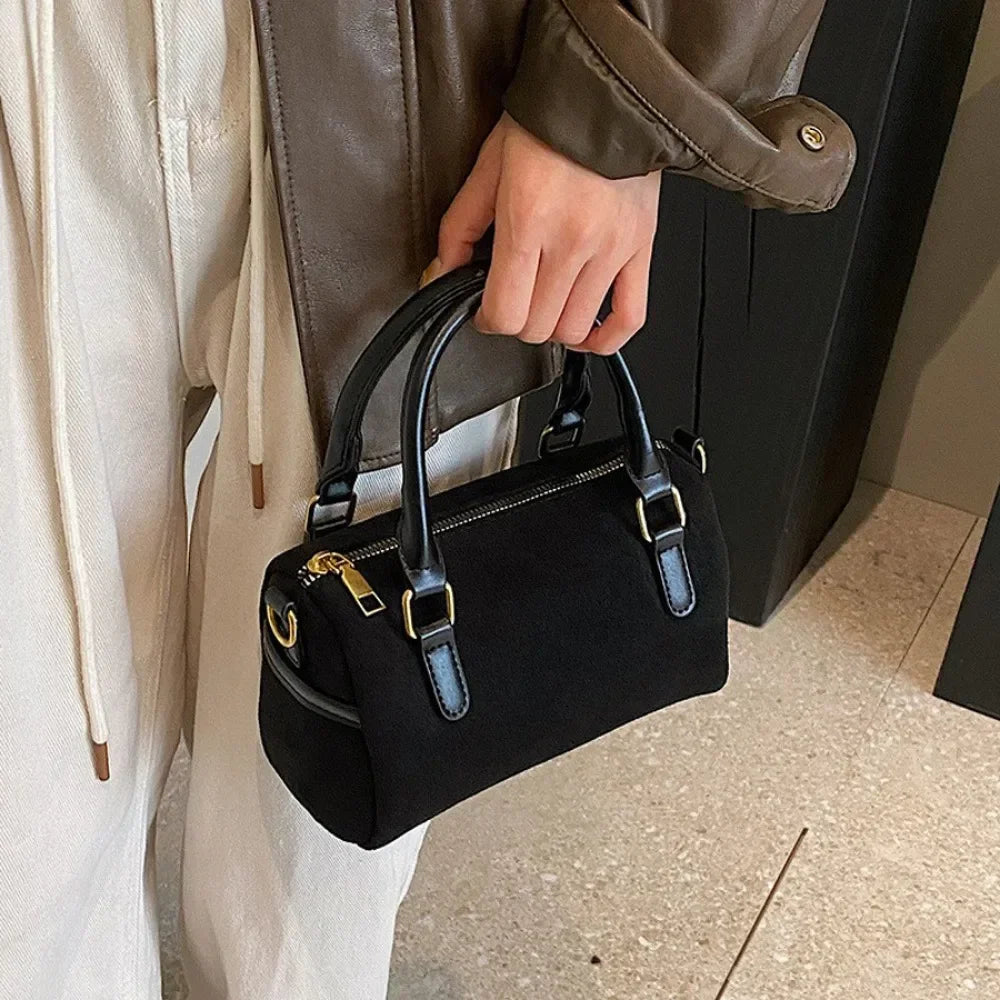 Simple and Fashionable Faux Suede Crossbody Bag,