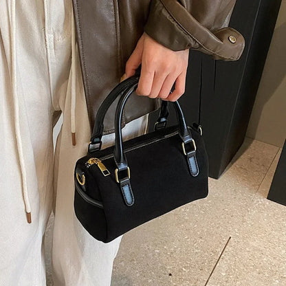 Simple and Fashionable Faux Suede Crossbody Bag,