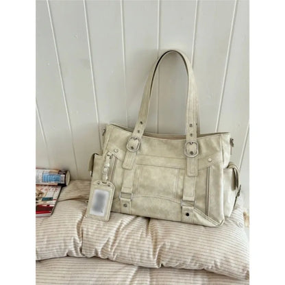 Ladies' Leather Square Large Capacity Tote Bag