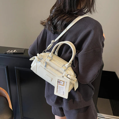 Glossy PU Shoulder & Crossbody Bags Solid Zipper