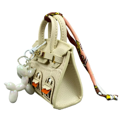 Crocodile-Embossed Detachable Handbag with Balloon Dog Keychain