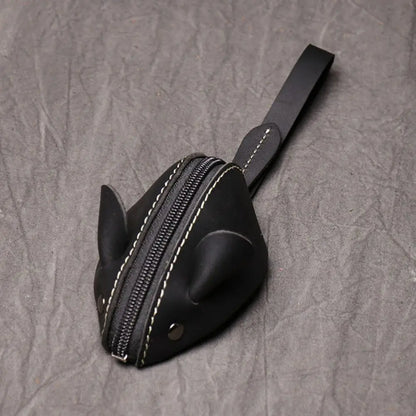 Portable Retro Mouse Purse Leather Fashion Zipper Key Bag Cute Storage Bag