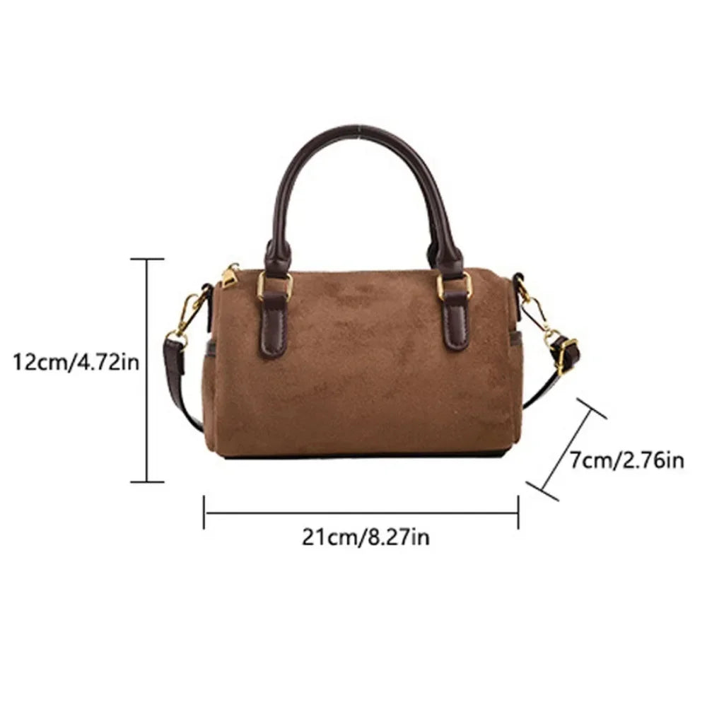 Simple and Fashionable Faux Suede Crossbody Bag,