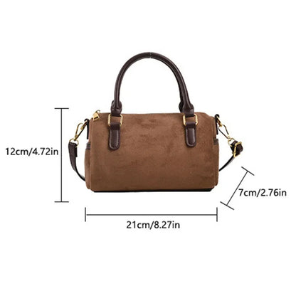 Simple and Fashionable Faux Suede Crossbody Bag,