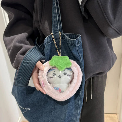 Cute Cartoon Strawberry Orange 3D Plush Doll Carrier Display Bag