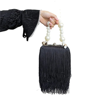 Tassel Small Square Bags  Pearl Chain Handbag Bag