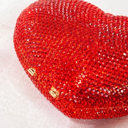 Alizekerr Heart Shaped Crystal Evening Bags Classy Chic Rhinestone Small Clutch
