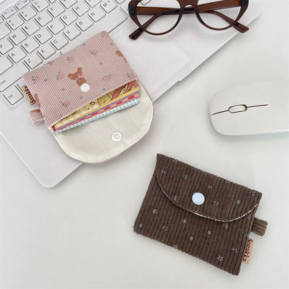 Floral Corduroy Card Small Coin Pouch