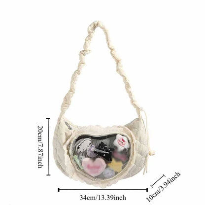 Zipper Bag Love Heart Lace Handbag