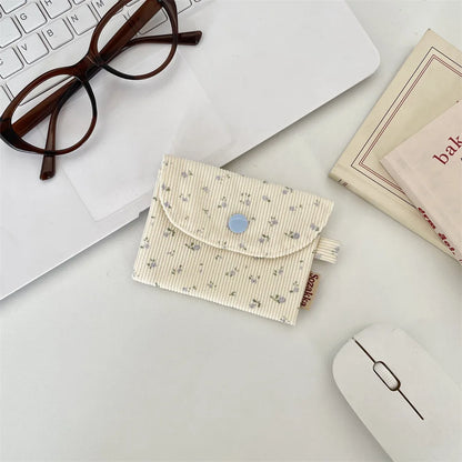 Floral Corduroy Card Small Coin Pouch
