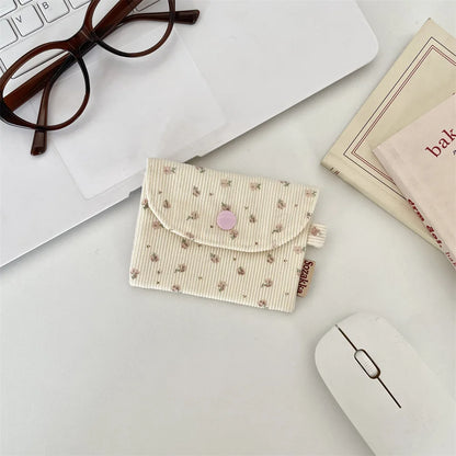 Floral Corduroy Card Small Coin Pouch