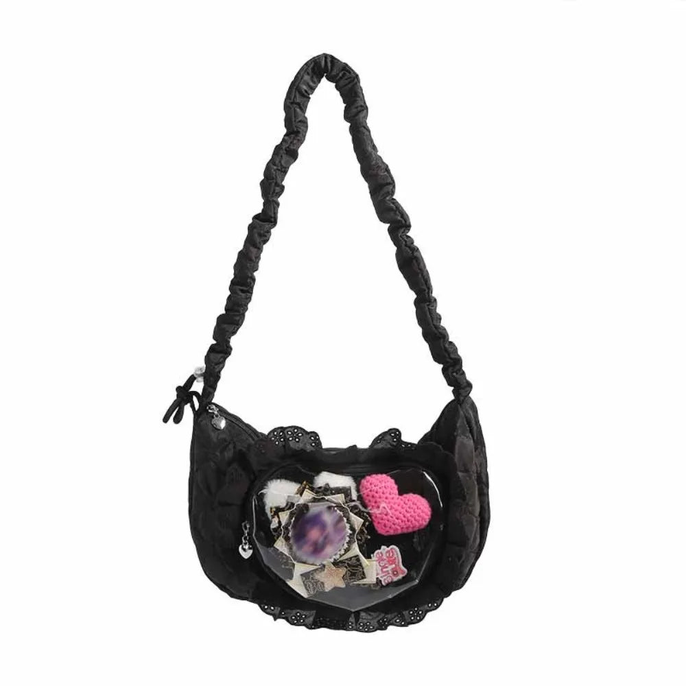 Zipper Bag Love Heart Lace Handbag