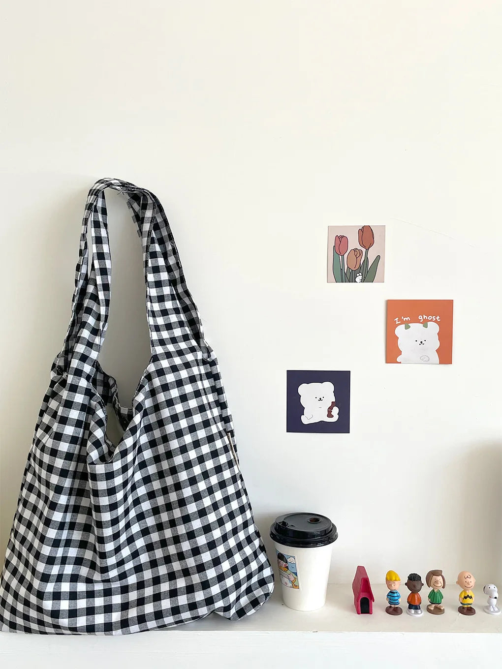 Vintage Plaid Women's Vest Shoulder Bags Large Capacity