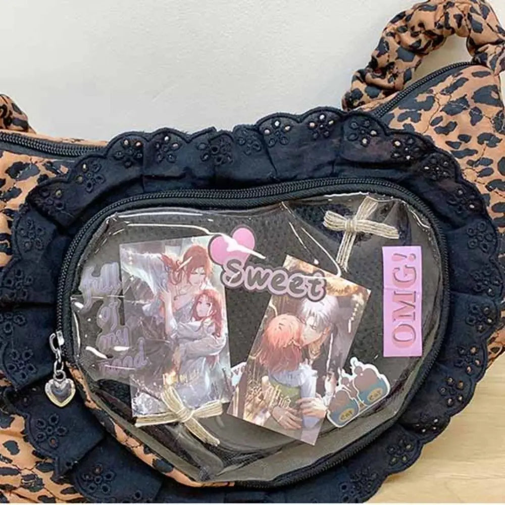 Zipper Bag Love Heart Lace Handbag