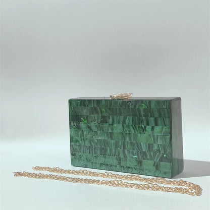 Candy Pearl Marble Striped Acrylic Material Shoulder Messenger Evening Box Clutch