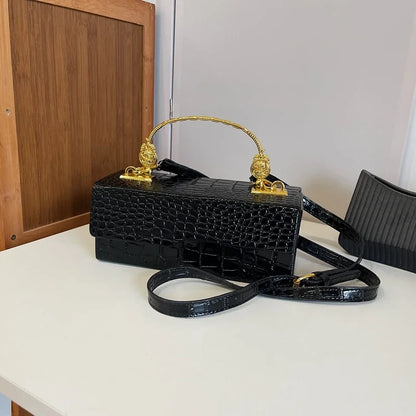 Crocodile Pattern Crossbody Bag Fashion Box Lipstick Pouch Handbag Pu Leather Messenger Bag