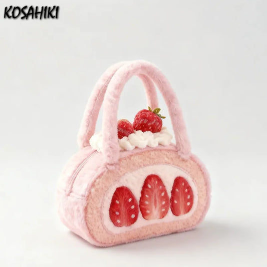 Sweet Kawaii Strawberry Top-Handle Bags Japanese Cute Fashion Casual Handbag