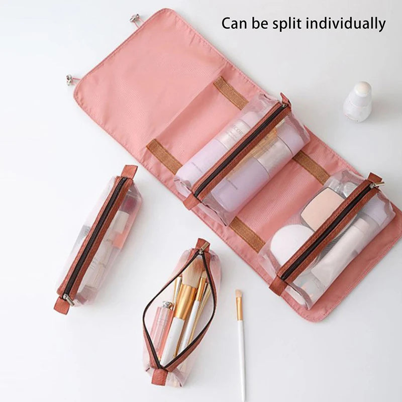 Detachable Makeup Bag Women Zipper Mesh Large Capacity Cosmetics Pouch