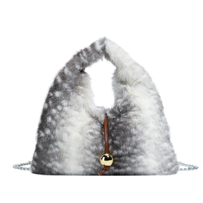 Fluffy Deer Pattern Shoulder Faux Fur Bags for Women