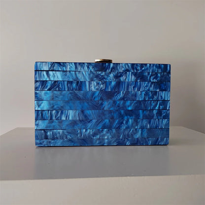 Candy Pearl Marble Striped Acrylic Material Shoulder Messenger Evening Box Clutch