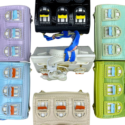 Crocodile-Embossed Detachable Handbag with Balloon Dog Keychain