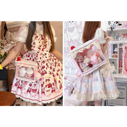 Y2K Strawberry Cake Bag Plush Bag Lolita JK Cute BJD Baby Bag Crossbody Bag
