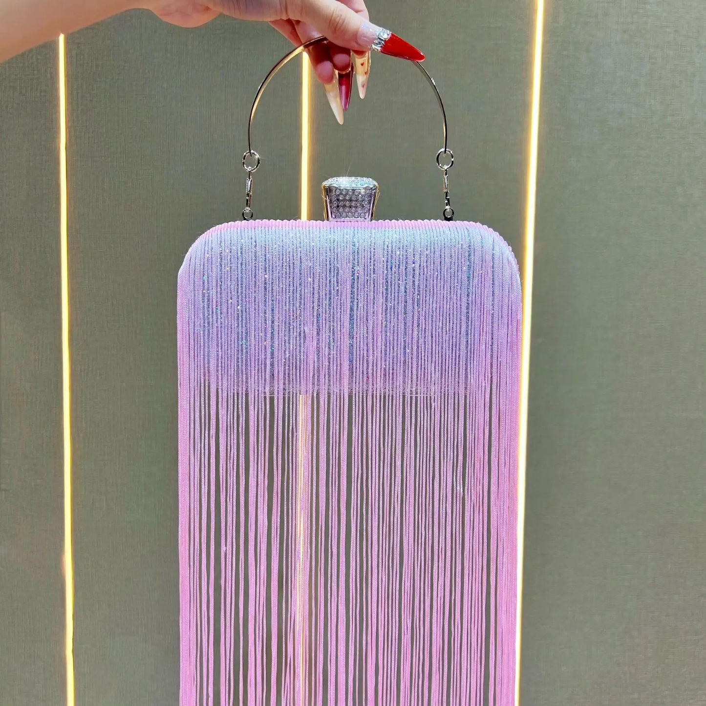 Metal Frame Shell Handbags Female Pearl  Women Shoulder Long Tassel Bags