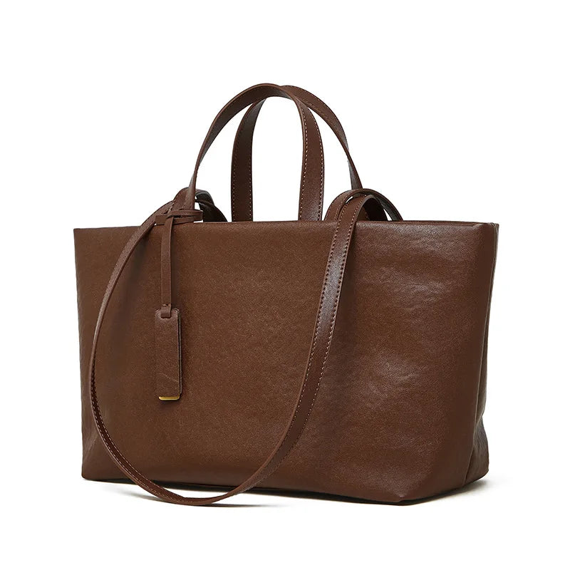 Large Capacity Soft Leather Korean Styled Bag