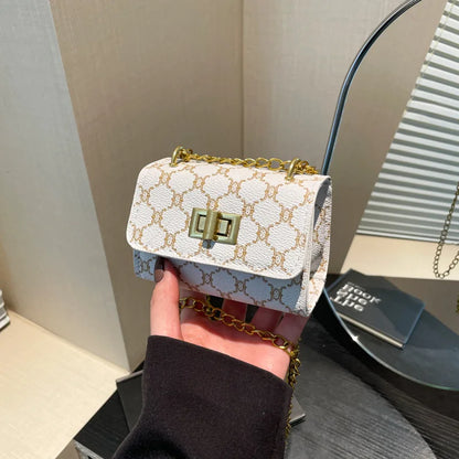 Mini Crossbody Bag with Geometric Pattern Faux Leather