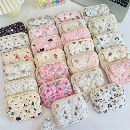 Cute Cartoon Small Travel Cosmetic Lipstick Earphone Card Portable Storage Bag