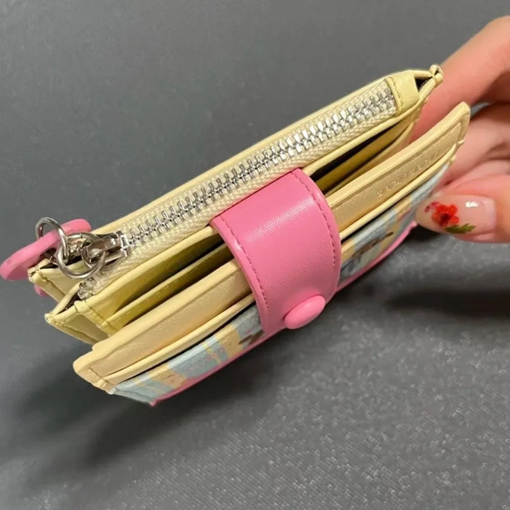 Korean Style Dachshund Embroidery Short Wallet